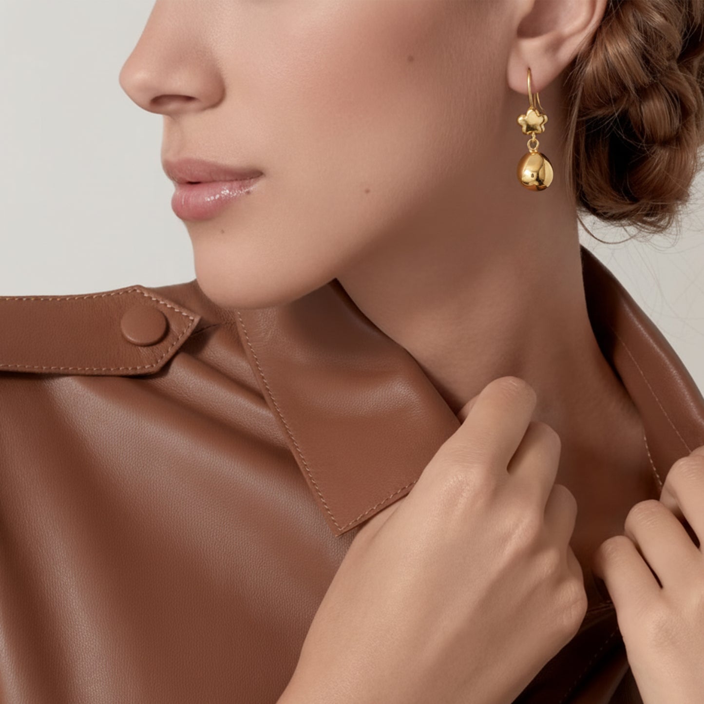 Half Ball Long Earring