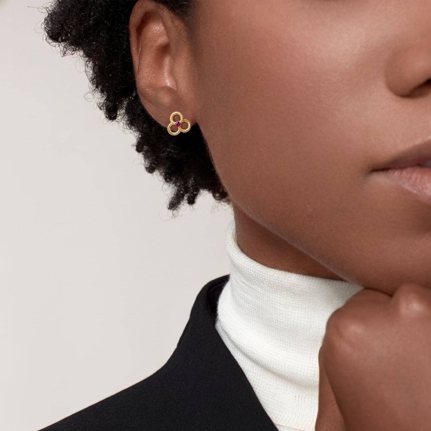 Red Petal Stud Earring