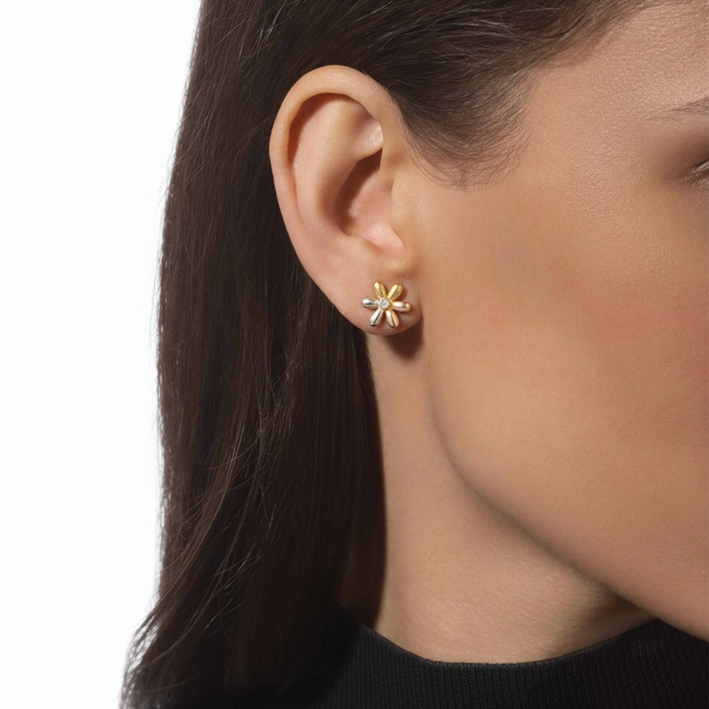 Three Golds Flower Stud Earring